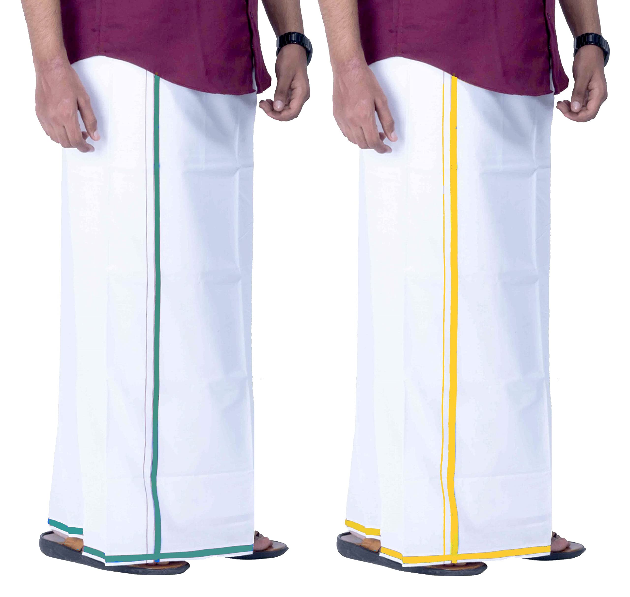 tuni mani Men's Cotton Dhoti Single/Length- 2.0mtr (Pack of 2)-picture-36