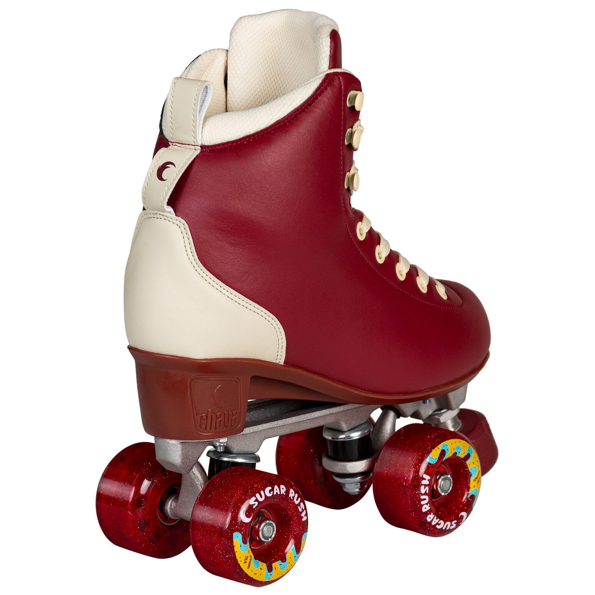 Chaya Cozy Wine Patins à roulettes pour homme et femme au look rétro pour rollers discothèques, chaussures à roulettes en rouge