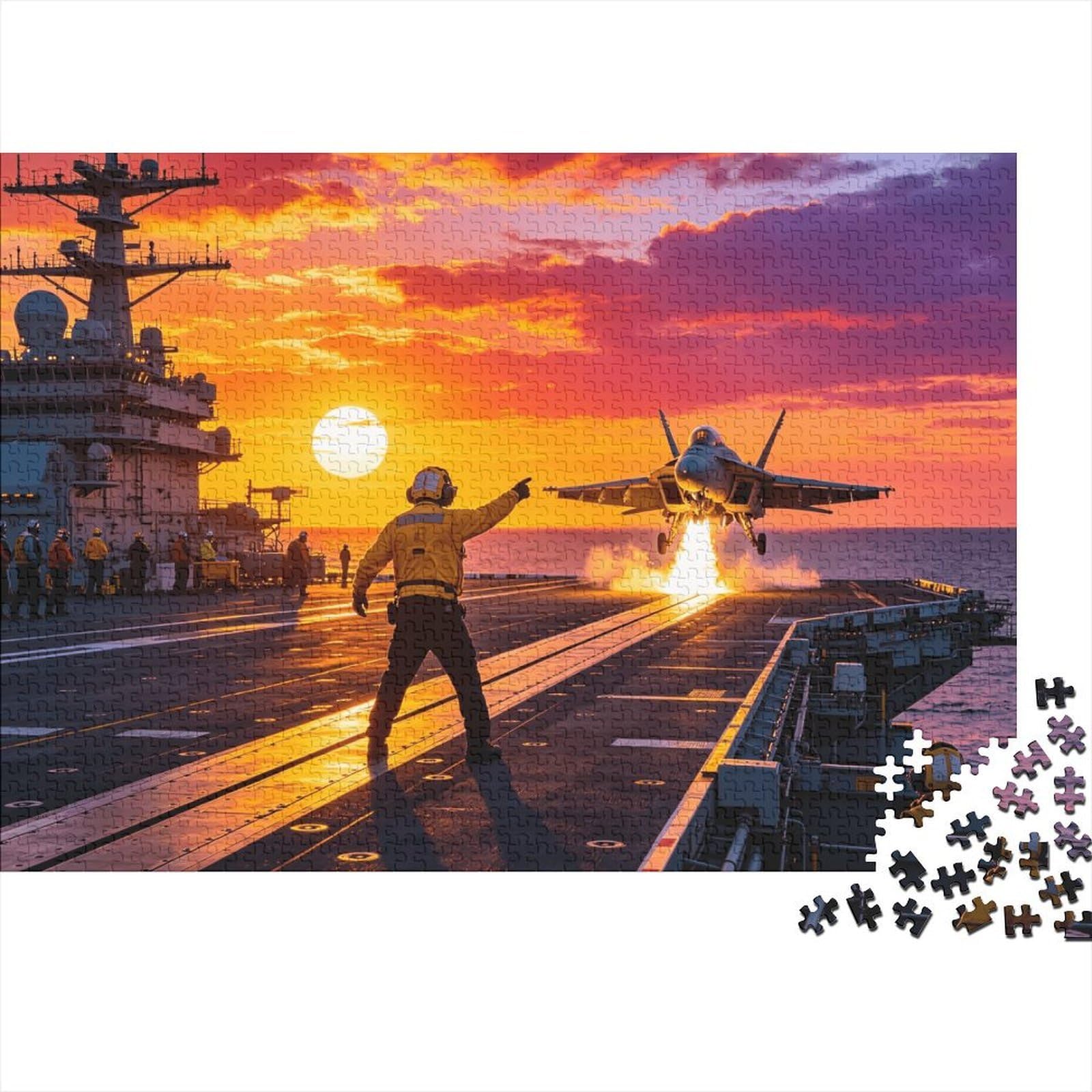 Aircraft Carrier 1000 Piece Jigsaw Puzzle Recycled Paper Naval Aviation Adult Jigsaws Impossible Hard Difficult Challenging Relieve Senile Dementia Fun 52x38cm/1000pcs