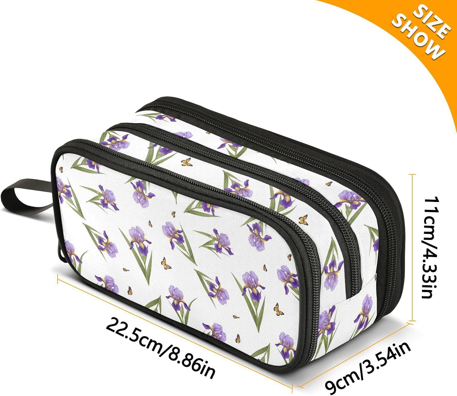 GAIREG Purple Flower Clutter-free Pencil Pouch, Rectangular image 3