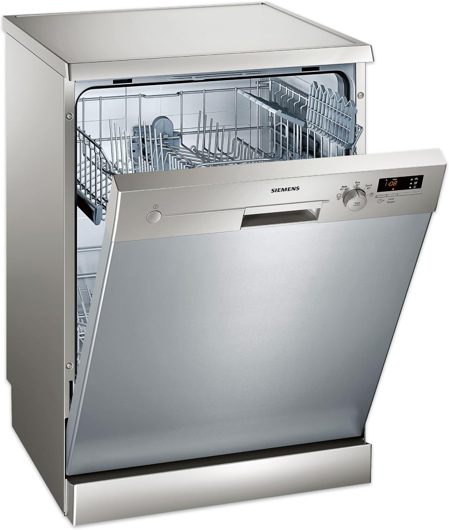 5 Programs 12 Place Settings, Free Standing Dishwasher, Silver Sn25D800Gc."Min 1 year manufacturer warranty