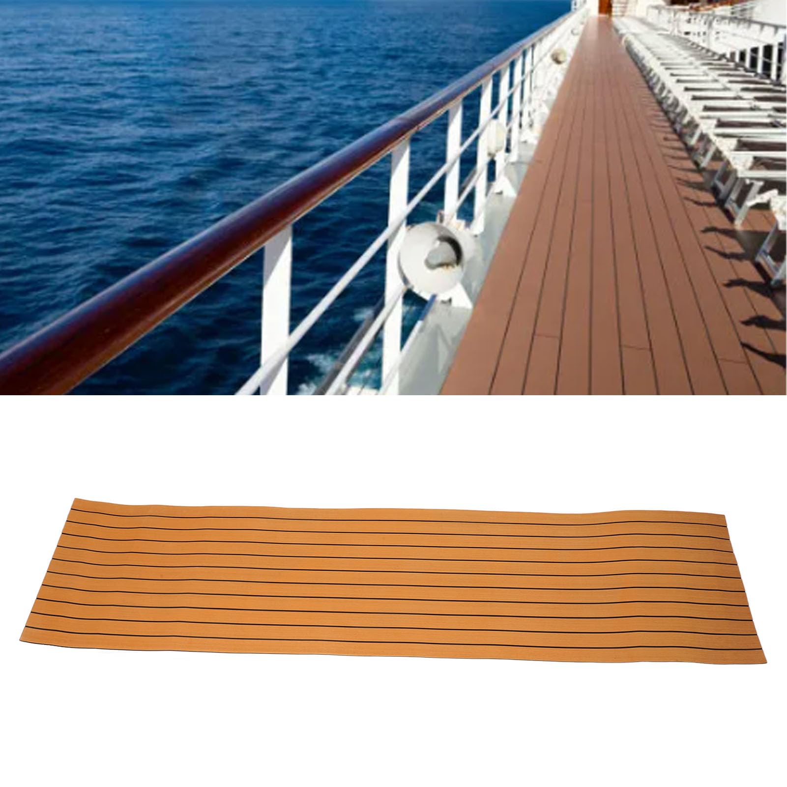Acouto Eva Marine Foam Podłogi Bukiet Łodzi Deska bez poślizgów Samoprzylepna naklejka ze sztucznego drewna tekowego do łodzi jachtów ponton ponoon platformy (240 x 60 cm)