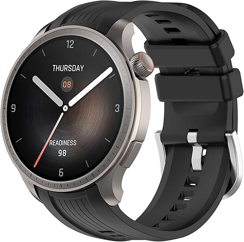Miniatura 5 de FitTurn Paquete de 4 correas de reloj diseñadas para Amazfit Balance, correa de reloj de repuesto de silicona suave, pulsera ajustable para Huami