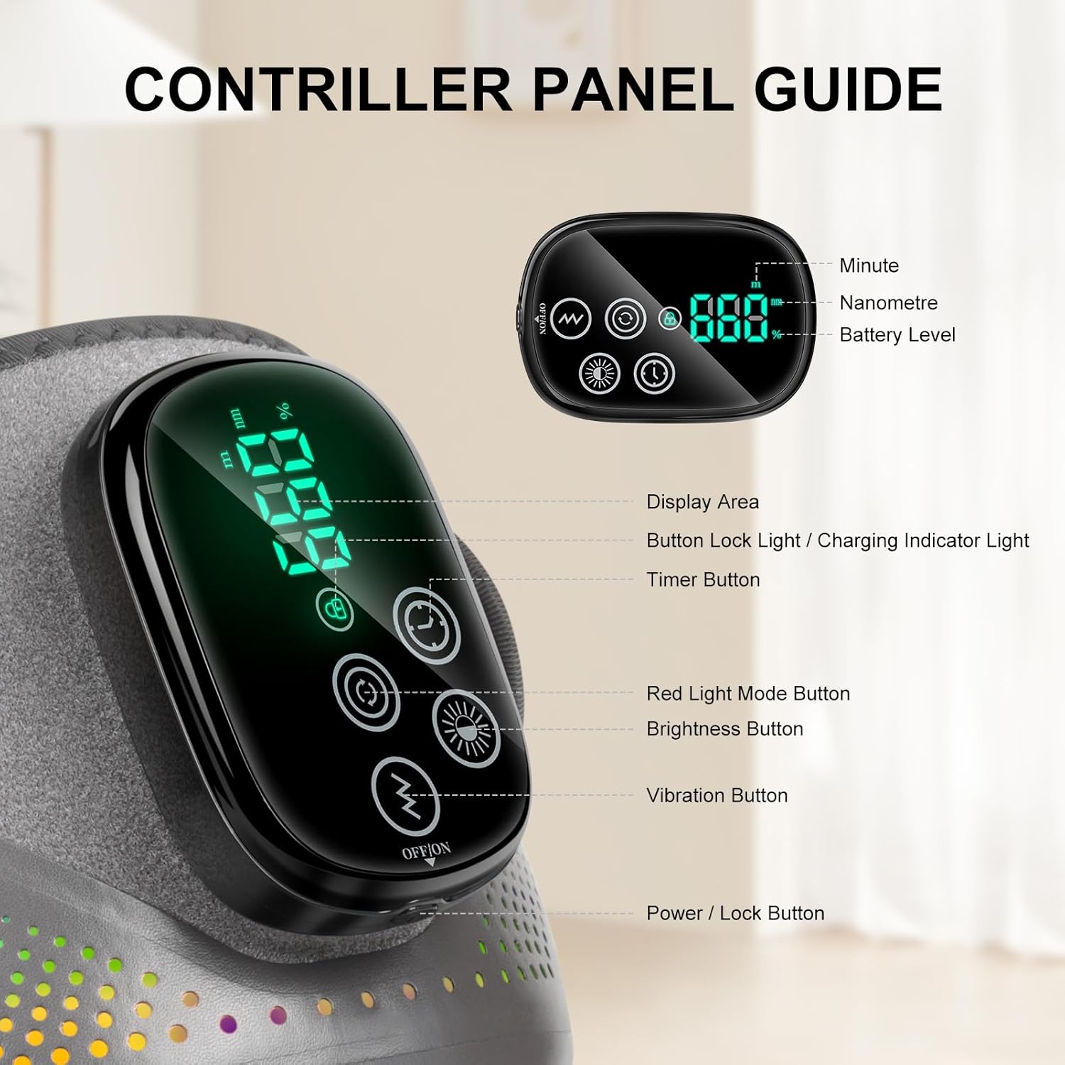 GALAX PRO Cordless Knee Massager - Relieves Joint Discomfort for Knees/Shoulders/Elbows, 3 Heating Levels, 6 Vibration Modes, LED Screen & Adjustable Strap - Image 2