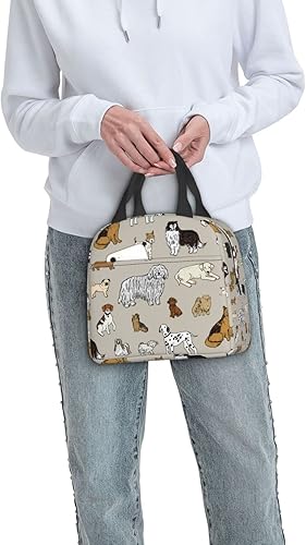 Miniatura 6 de Fiokroo Bolsa de almuerzo con aislamiento para perros lindos, bolsa de almuerzo reutilizable para escuela, trabajo, universidad, viajes al aire
