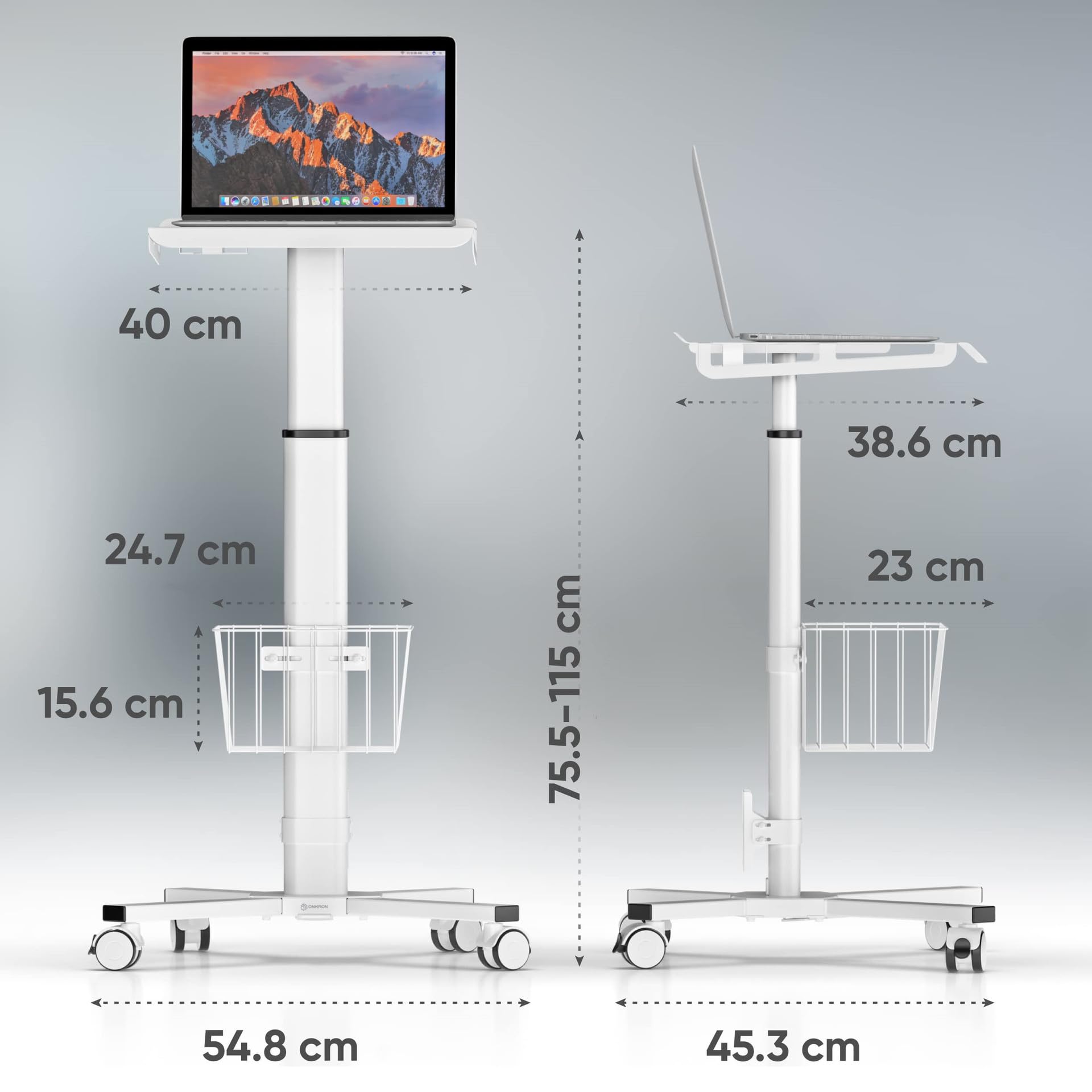 Yicorgard Medical Trolley mit Weels Tablet Stand, höhenverstellbare Mobile Workstation mit iPad Halter, Korb Lagerung, Inplug Halter, medizinischer Wagen für Krankenhaus Dental Office Salon