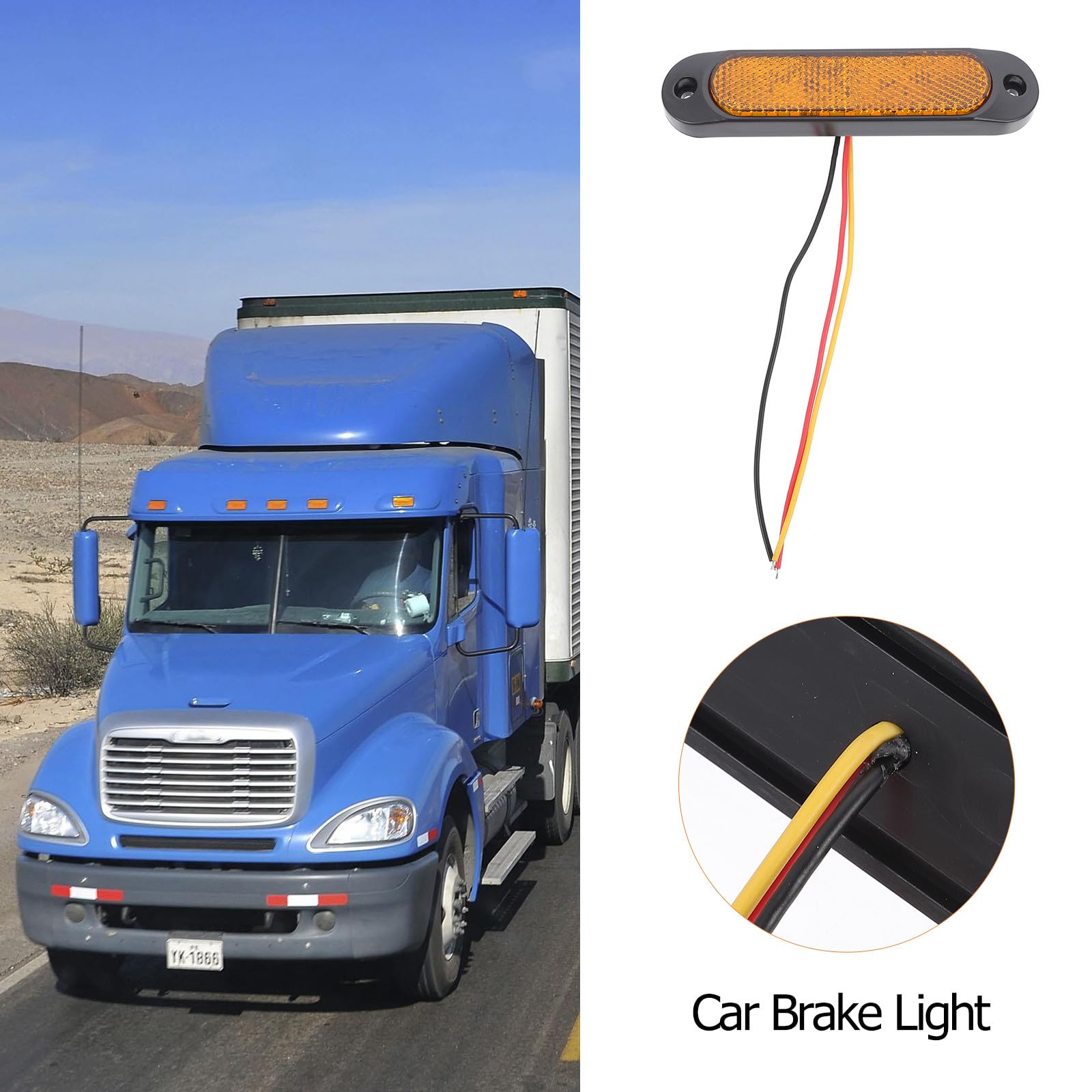 4 Luces Laterales LED para Camión y Remolque 27 LED 12v-30v Luz de Freno y Señalización Amarilla para Emergencia y Seguridad Vial