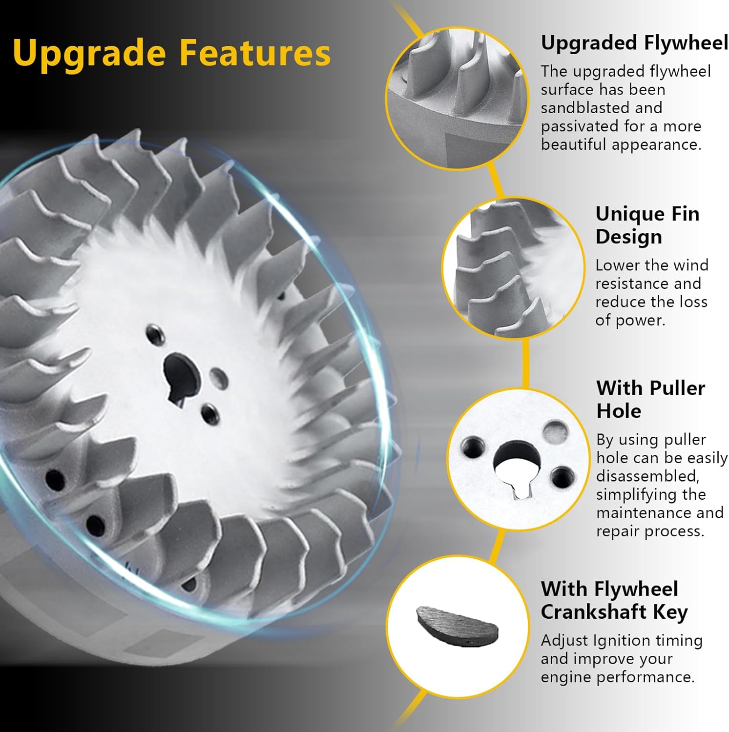 10krpm Flywheel For 212 ONLY Hemi Sandblasting and Passivation of Aluminum Alloy Flywheel with Puller Hole Flywheel 10krpm For Predator 212 ONLY Hemi Aluminum Minibike Performance Parts