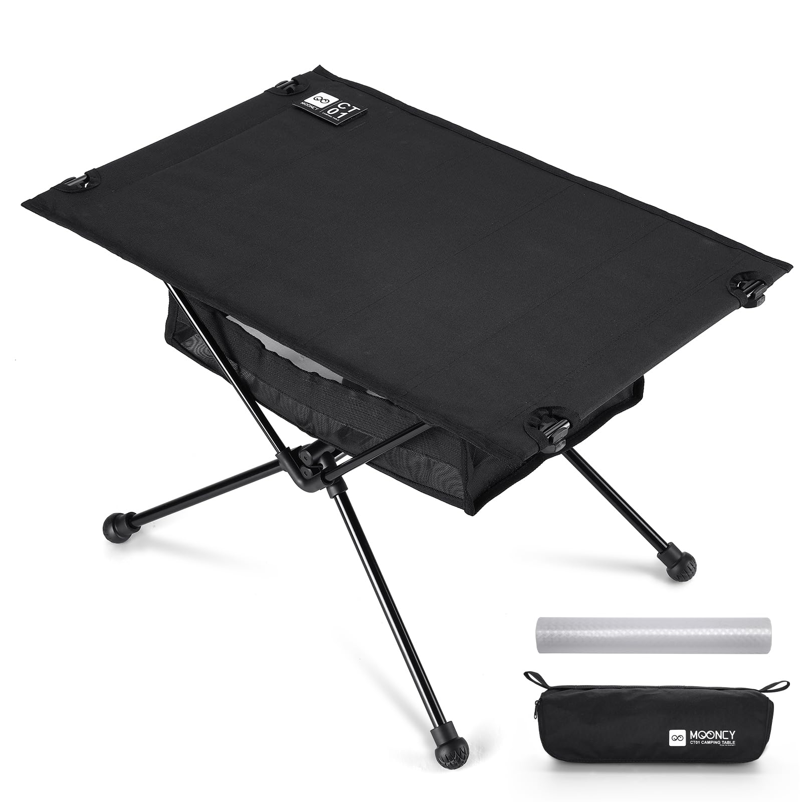 MOONCY Portable Camping Table, Ultralight Beach Table with Oil-Proof Mat and Mesh Storage Bag, Aluminum Alloy Folding Table for Hiking, Tailgating,