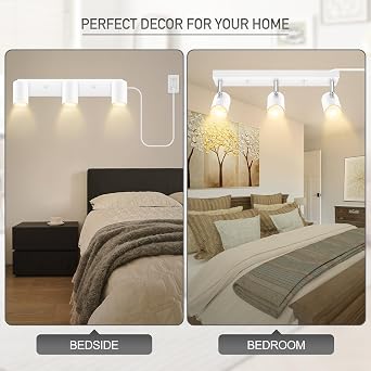 plug in track lighting, ceiling lighting kit 3 lights, modern 3 way wall spotlight, 3ft cable, flexible rotating complete lighting kits for kitchen cabinet, gallery
