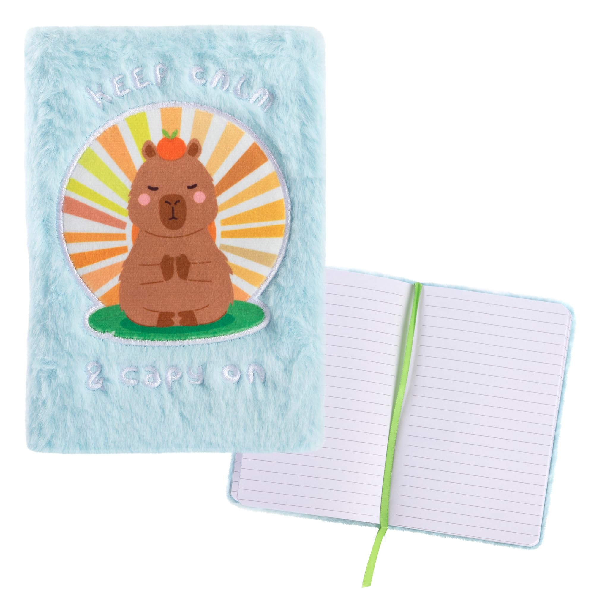 Idena 11559 Fluffy Capybara Notebook 13 x 18 cm Lined 64 Sheets 80 g/m² White with Bookmark Ribbon and Plush Cover