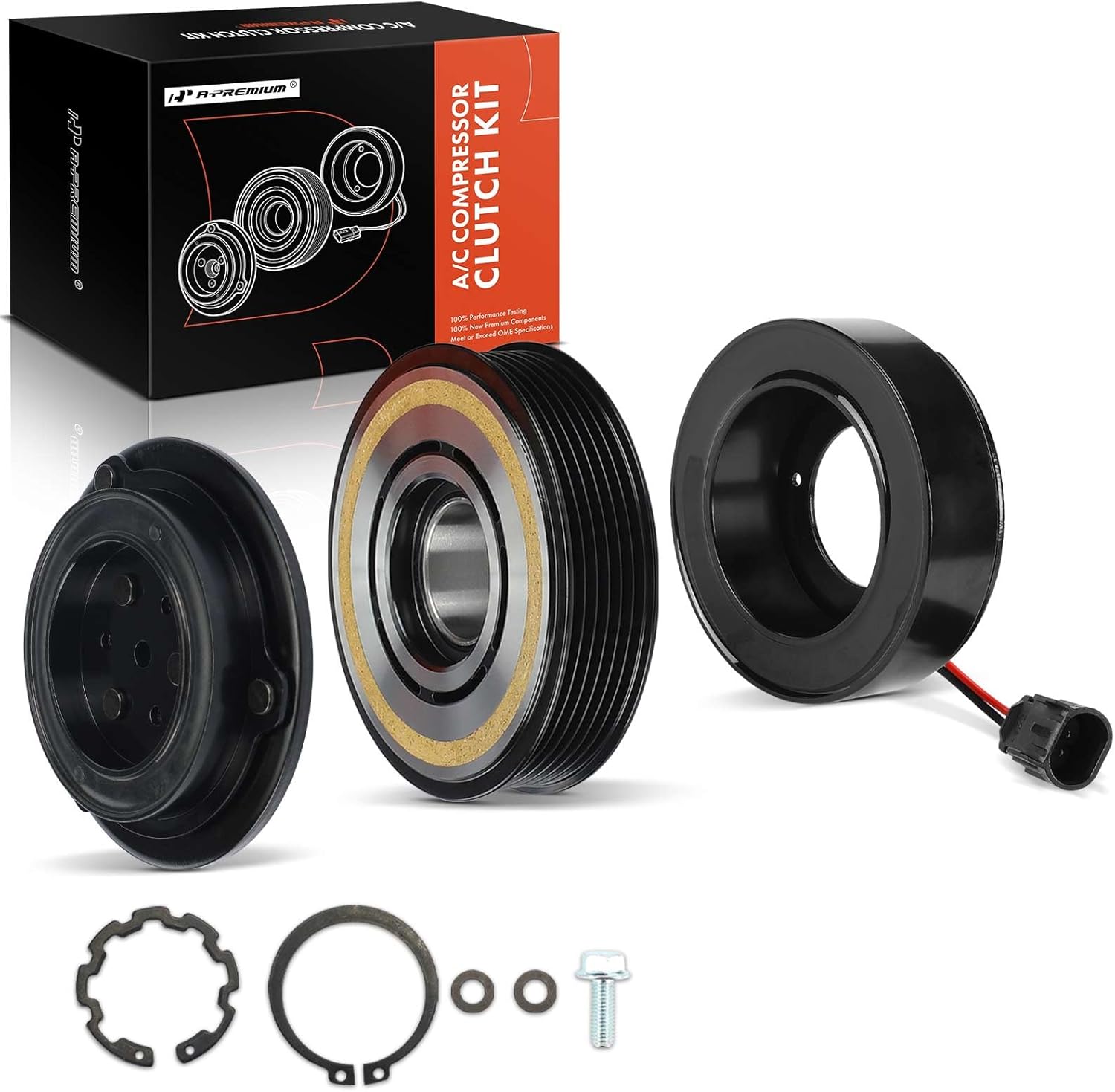 A-Premium Air Conditioner AC Compressor Clutch Kit Compatible with Ford Fusion 2006-2012 & Lincoln MKZ 2010, Zephyr 2006 & Mercury Milan 2006-2011, 2.5L 3.0L 3.5L