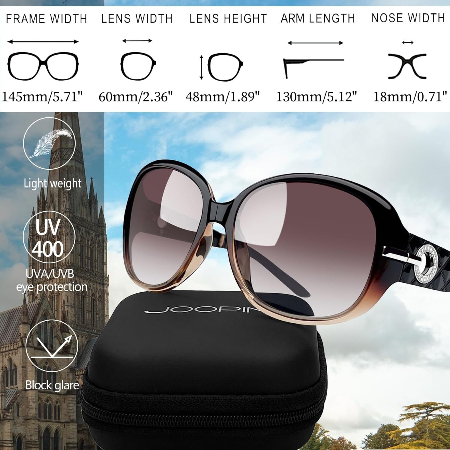 Joopin Oversized Rectangle Sunglasses UV400 Protection Shades for Women image 4