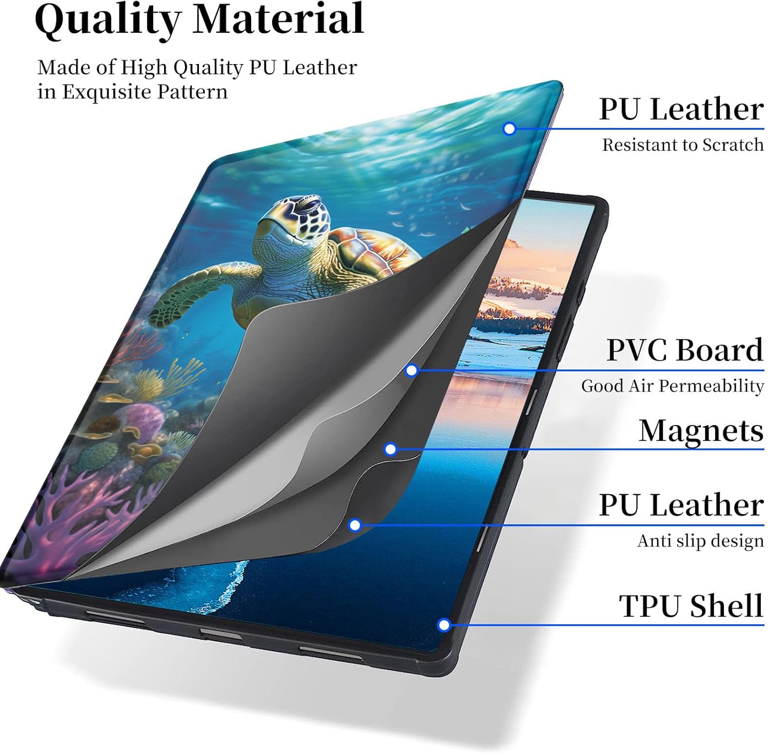 Amazon Fire Max 11 Tablet case (13th Generation, 2023 Release),PU Leather Slim Folio Stand Multiple Viewing Angles with Auto Wake/Sleep Case for Kindle Fire Max 11 Tablet,Cute Sea Turtle