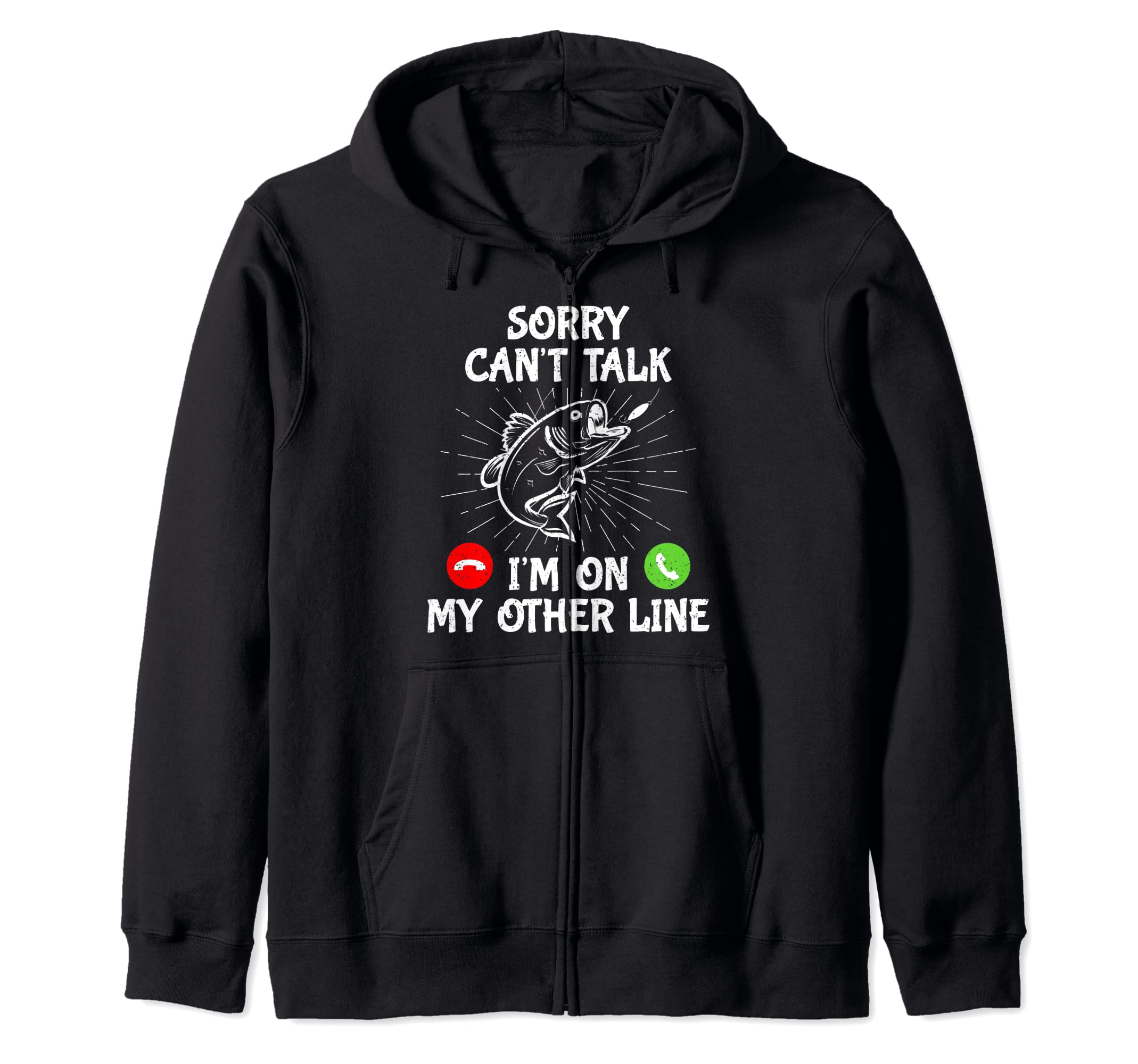 Funny Fishing I'm On My Other Line Fisherman Bass Fishing Zip Hoodie