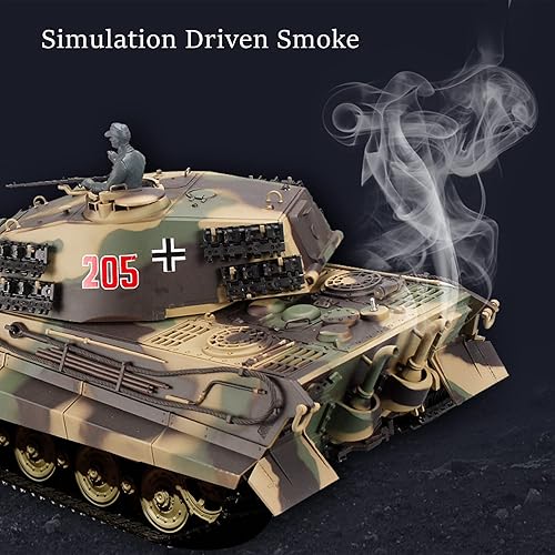 Miniatura 3 de Heng - Tanque largo RC para adultos 1:16 2.4ghz German Tiger King Henschel modelo de tanque de control remoto (torreta giratoria de 320 grados)