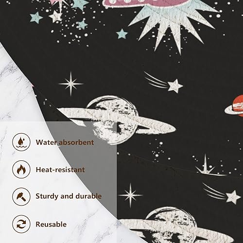 Miniatura 3 de 3 Pcs Round Trivet for Hot Pots and Pans 15in Cotton Thread Weave Hot Dishes Trivets for Instant Pot Halloween Decor Galaxy Outer Space