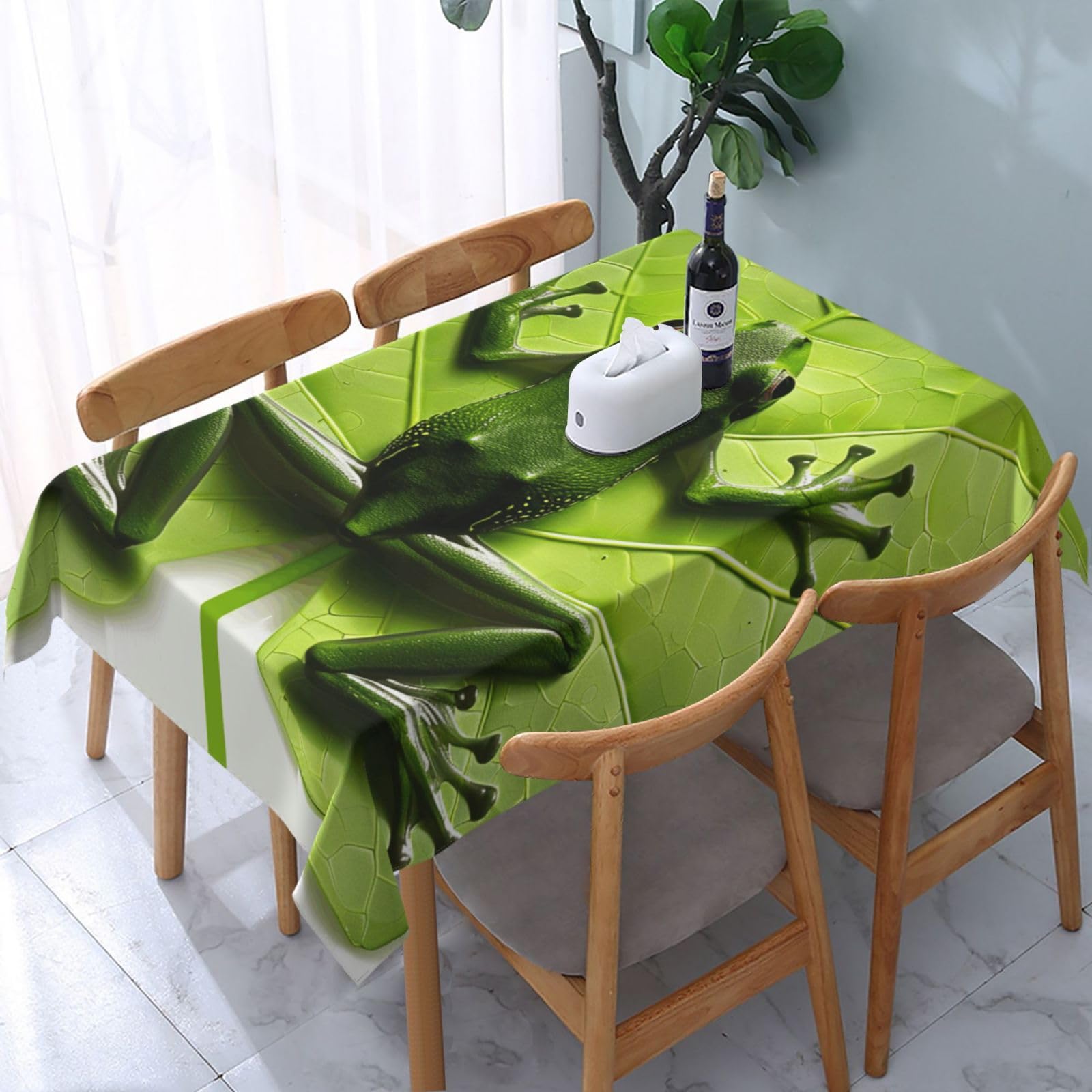 WPKJU Frog Leaves Printed Tablecloth Water Resistant Table Cover Washable Rectangle Table Cloth for Tables 54x72 in