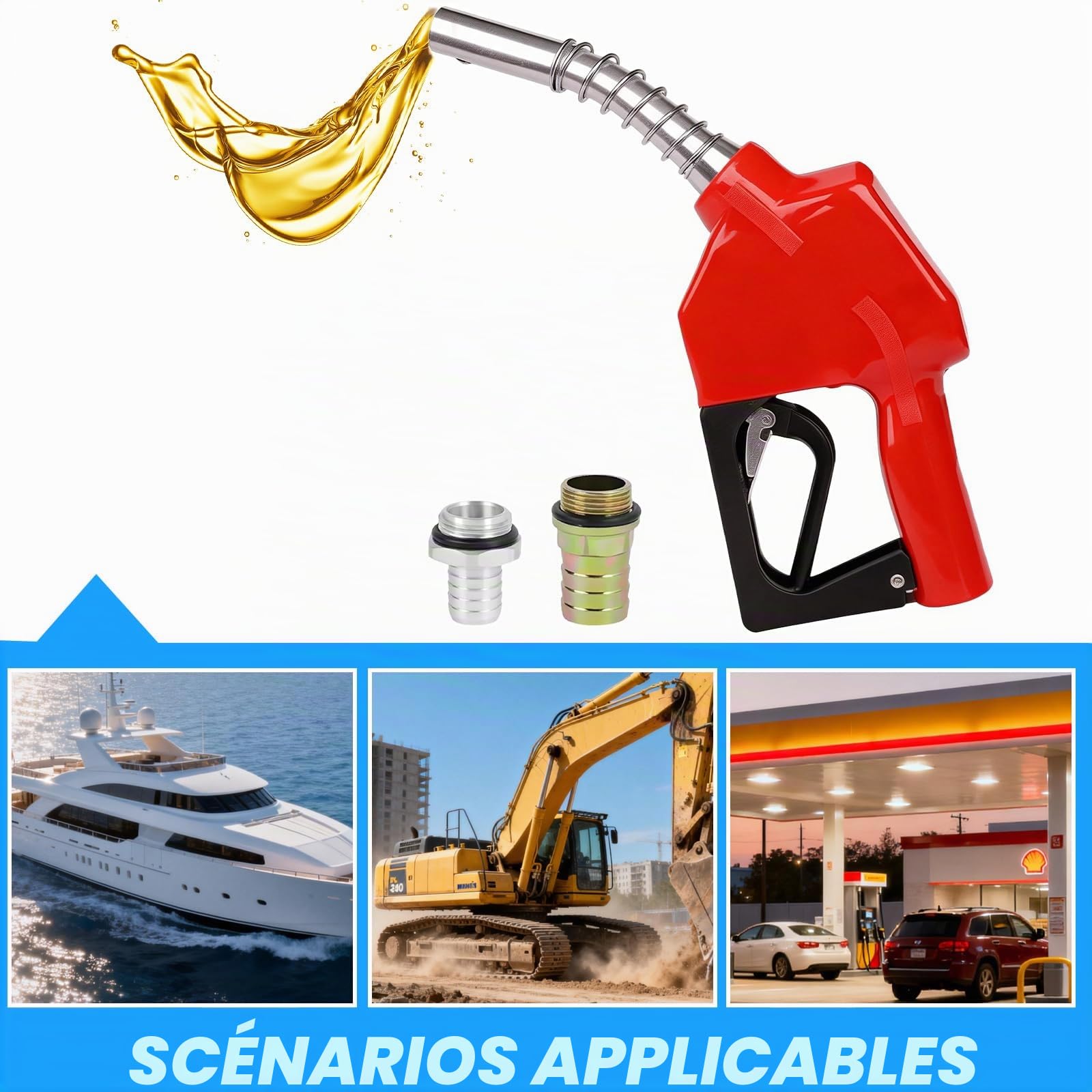 Pistolet De Distribution Avec Système D'arrêt Automatique: Buse Diesel Automatique, Raccord 1", Interface à 25mm, Pistolet De Carburant Pour Pompage Transvasement De Diesel Et Fuel Fioul