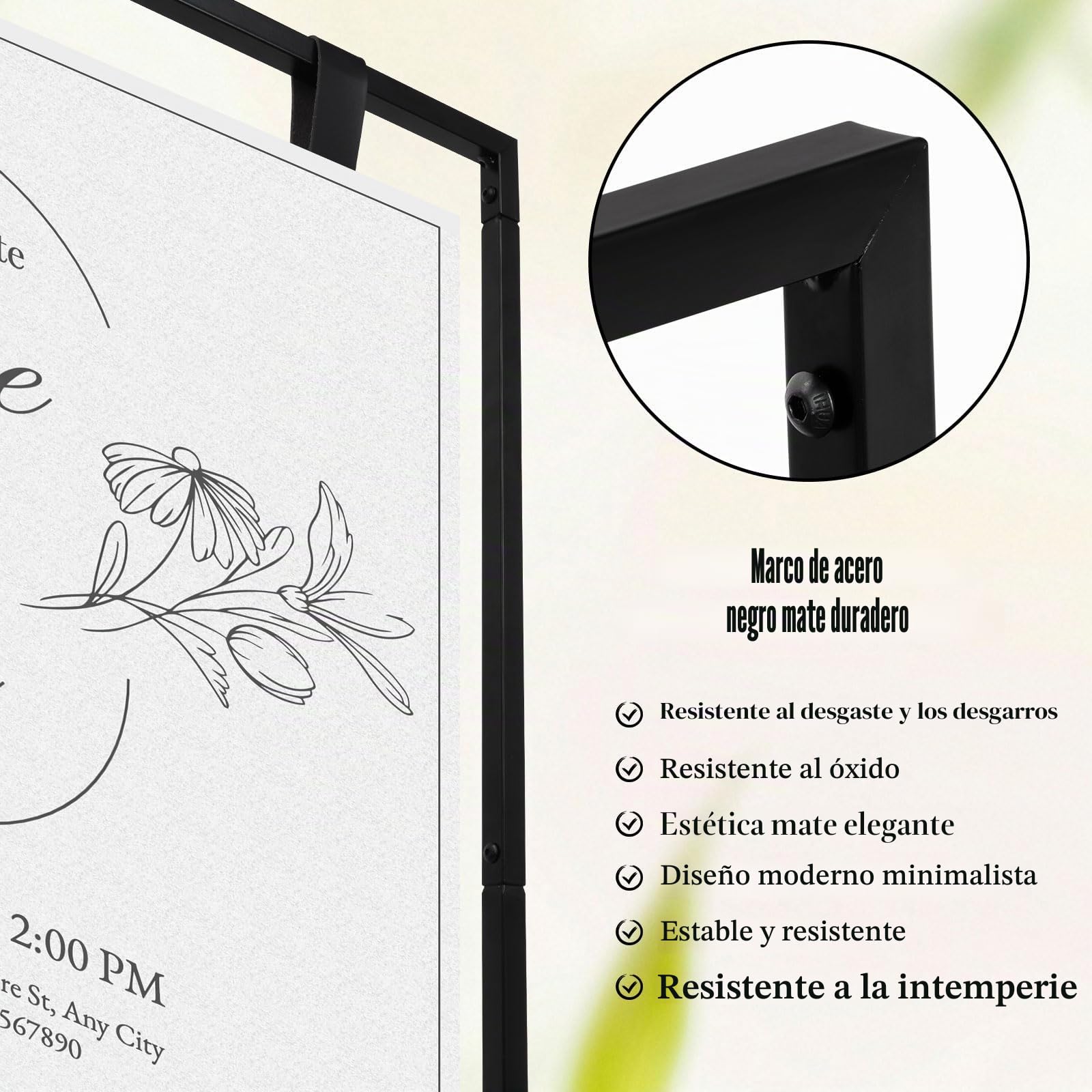 Caballete para Cartel de Boda, 123x73x53cm Soporte Resistente para Letreros Bienvenida de Boda de Metal, Soporte de Exhibición de Caballete para Pintar, Presentaciones, Carteles, Exhibiciones de Arte