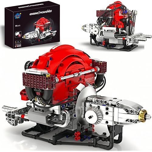 868-Piece RC & APP Controlled STEM Engine Kit | Dynamic Pistons & LED Lights | Build & Learn Model Car for Adults