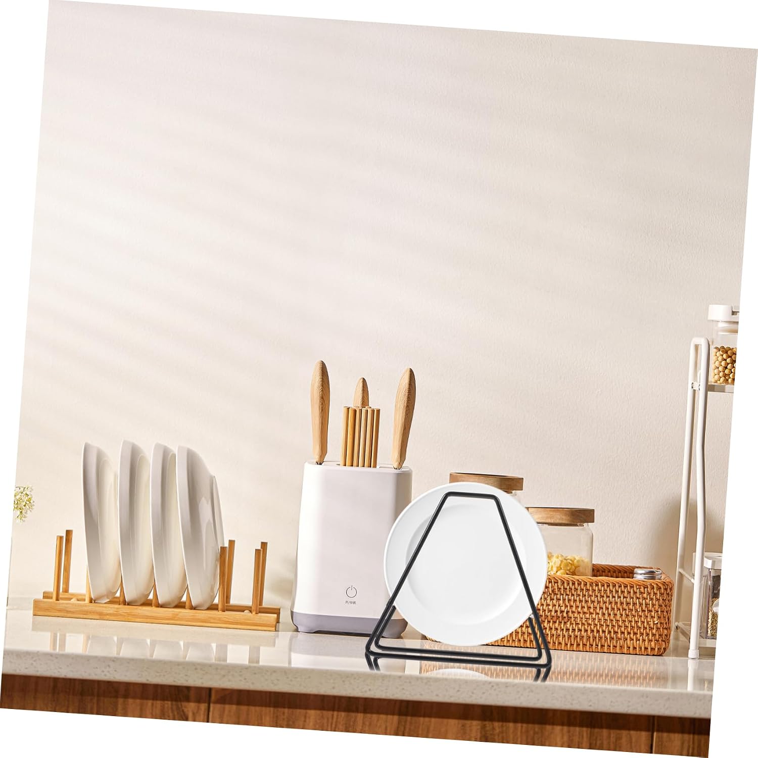 Desktop Metal Plate Stand Kitchen Storage Rack for Countertop