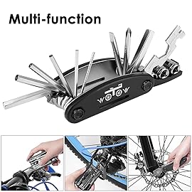 WOTOW Bike Repair Tool Kit, 16 in 1 Bicycle Multitool with Tire Levers Hex Spoke Wrench, Multi Function Accessories Set for Road Mountain Bikes