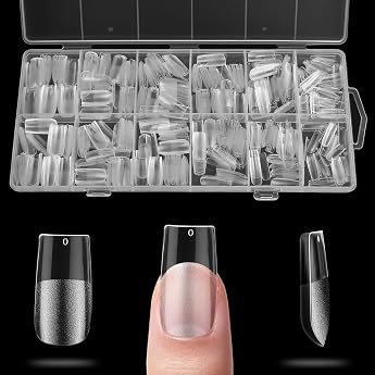 600 Pieces Nail Tips Square Nail Tips Set Press On Nails Full Cover Nail Tips Nail Tip Set Nail Tips Artificial Nails for Gluing DIY Nail Tips for Gel Nails 12 Sizes - Square A