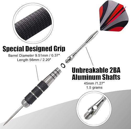 Miniatura 3 de WINSDART ADKX Steel Tip Darts 12 Pack Set with Nonslip Iron Barrel Aluminum Dart Shafts and Flights + Darts Sharpener + an Gift Box