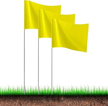 30Pack Yellow Marking Flags, JIZHGRAD 15x4x5 Inch Marker Flags Use for Yard & Lawn, Boundary & Dog Training, Survey & Landscape, Sprinkler & Surveyor, Garden & Construction, High Visibility, Sturdy, Versatile, UV & Weather Resistant