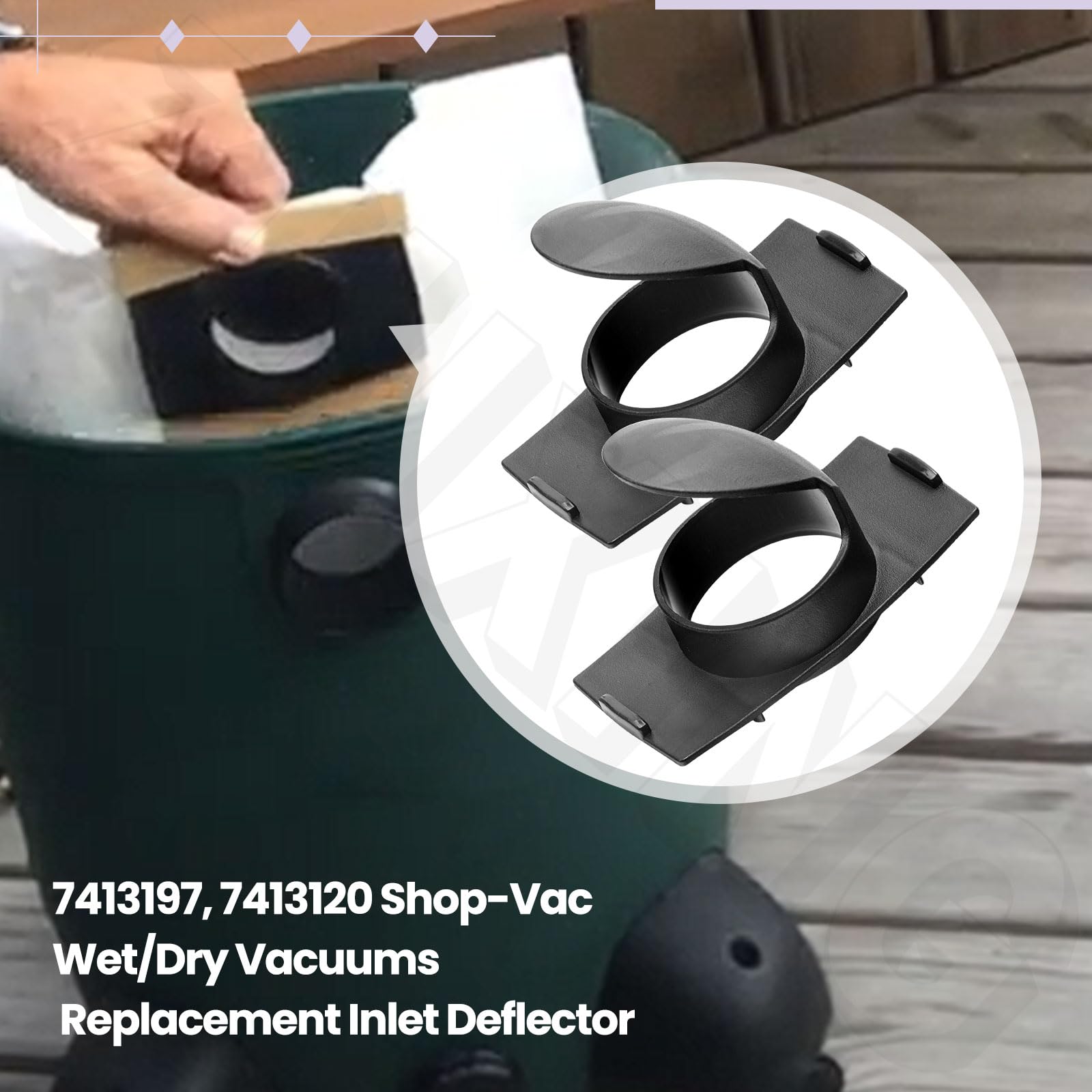 2 Pack Replacement Inlet Deflector for Vac Wet/Dry Vacuums