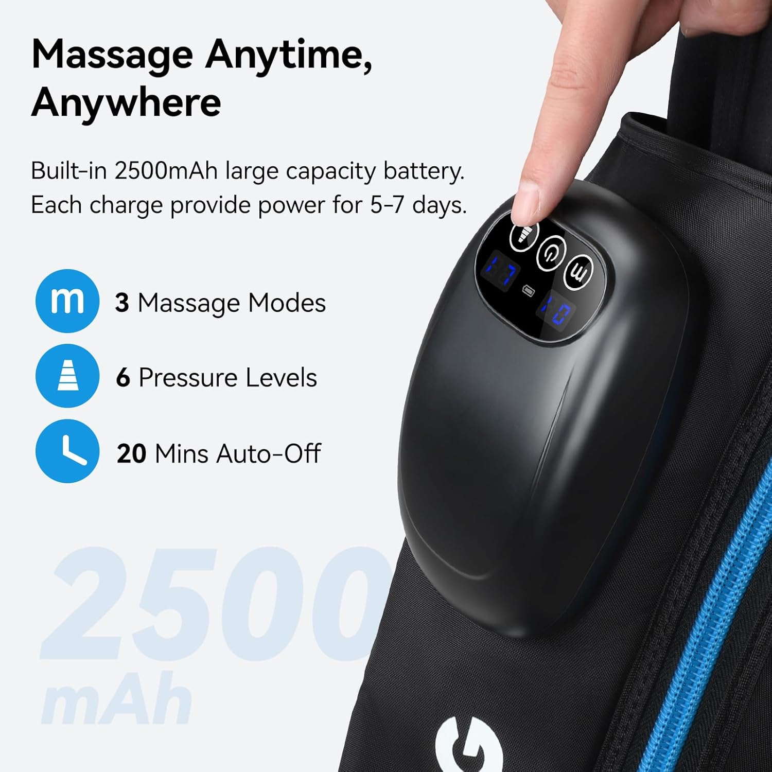 FIT KING Cordless Foot and Calf Massage Boots, Air Compression Recovery System with 3 Modes and 6 Levels Intensities, Zipper Design for Easier Wear, Rechargeable for Both Home and Outdoor Use.