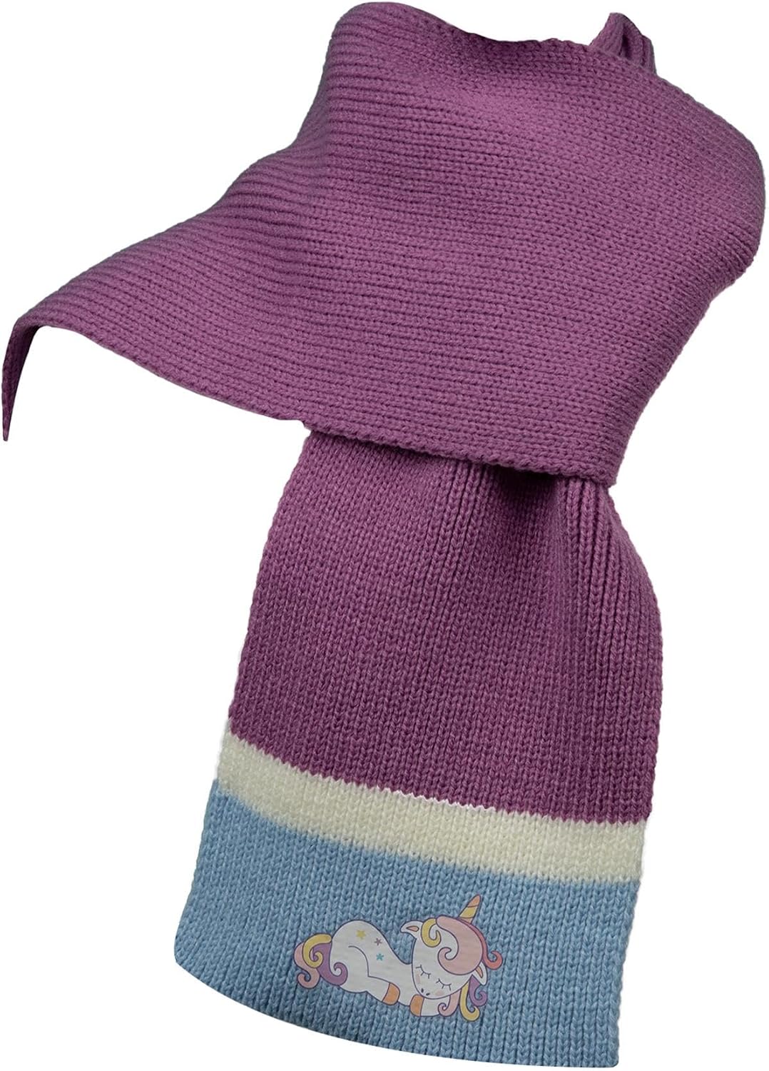 A2Z 4 Kids Girls Hat Scarf Gloves Set Knitted Unicorn Scarf Beanie Ear Flap Cap Gloves Set Durable Cozy Accessories Sets