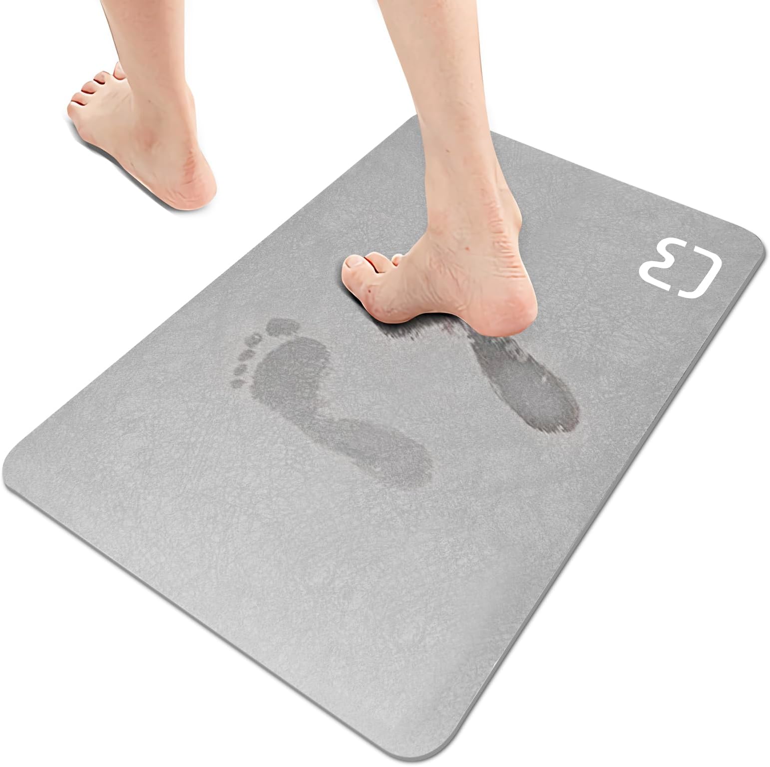 Esycooying Simple-Thin Diatomaceous Bath Mat Bathtub mat, Fast Drying Bath Mat Non-Slip Shower Mat Super Absorbent Bathroom Floor Mat,Machine Washable, Size 15.7" x 23.6"，Grey