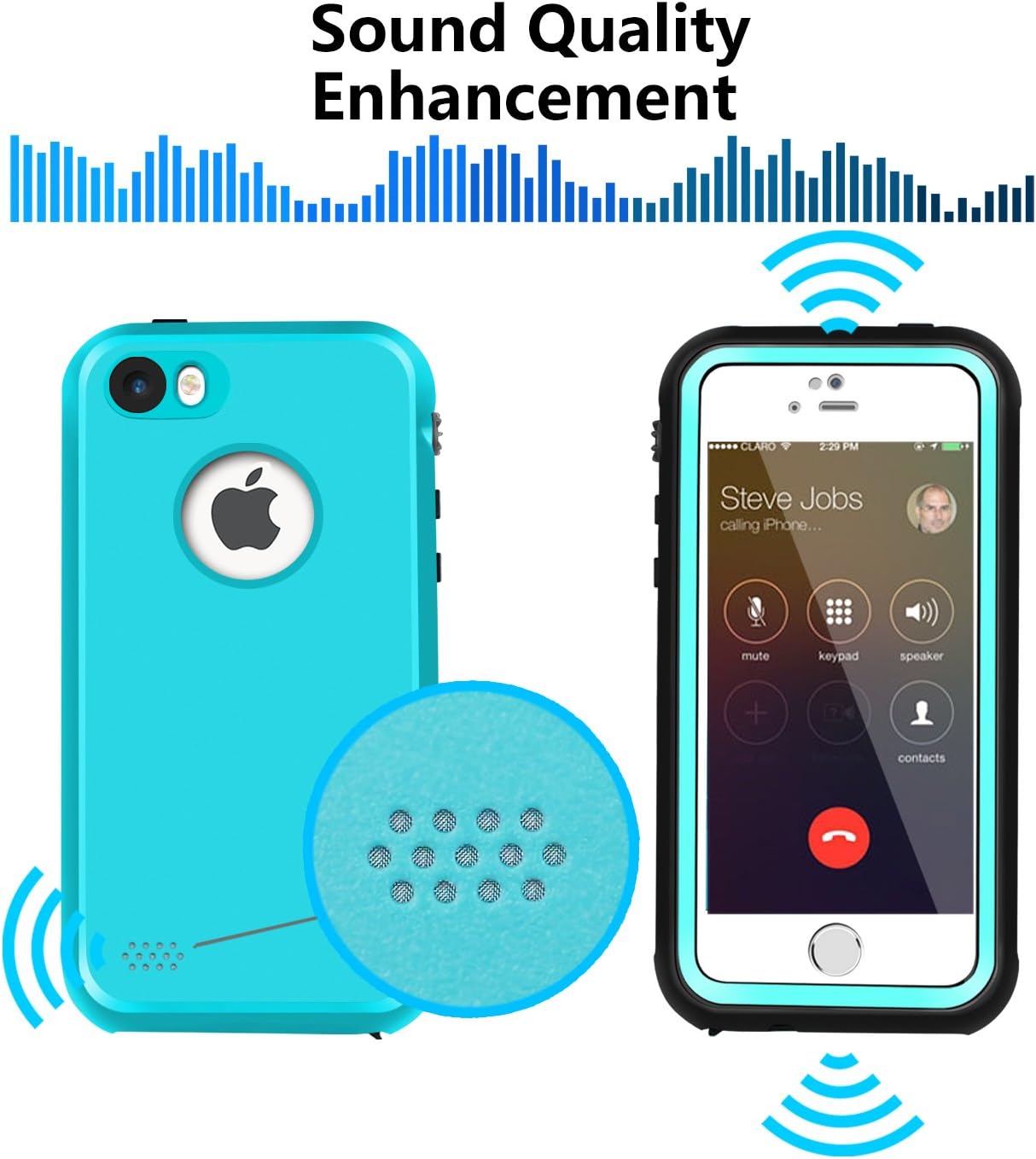 Waterproof Case for iPhone 5 5S SE, Eonfine Shockproof Protective Full-Sealed Hard Cover, Underwater IP68 Certificated with Touch ID Snow Dust Dirty Proof Case for iPhone 5 5S SE (Teal)