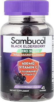 Sambucol Black Elderberry, Zero Sugar, Triple Immunity Gummies, 45 Gummies