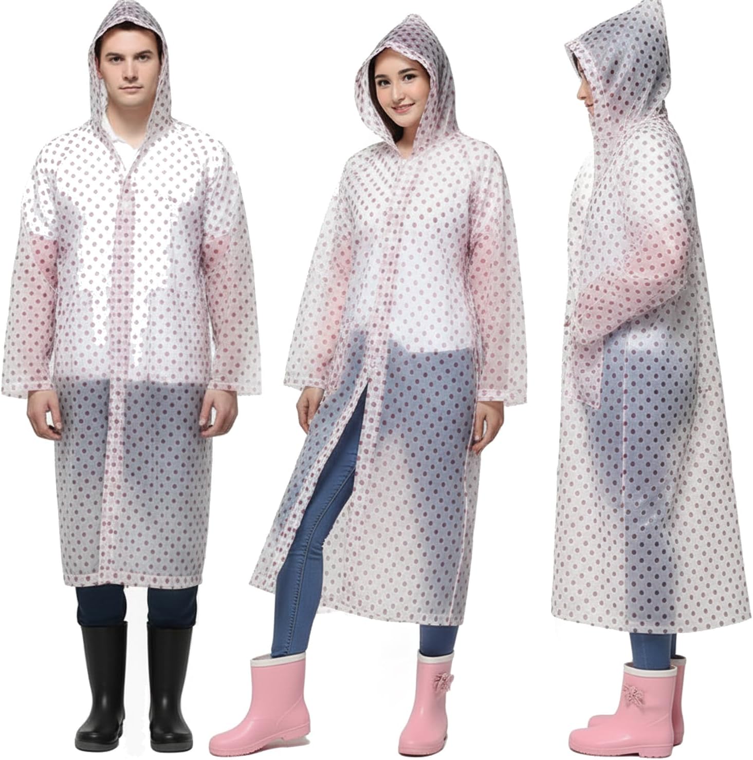 Allextreme Women EVA Standard Length EXRS02A Transparent Rain Coat Hooded Outdoor Water Resistant Portable Raincoat Suit (Universal Size, Random Colors)