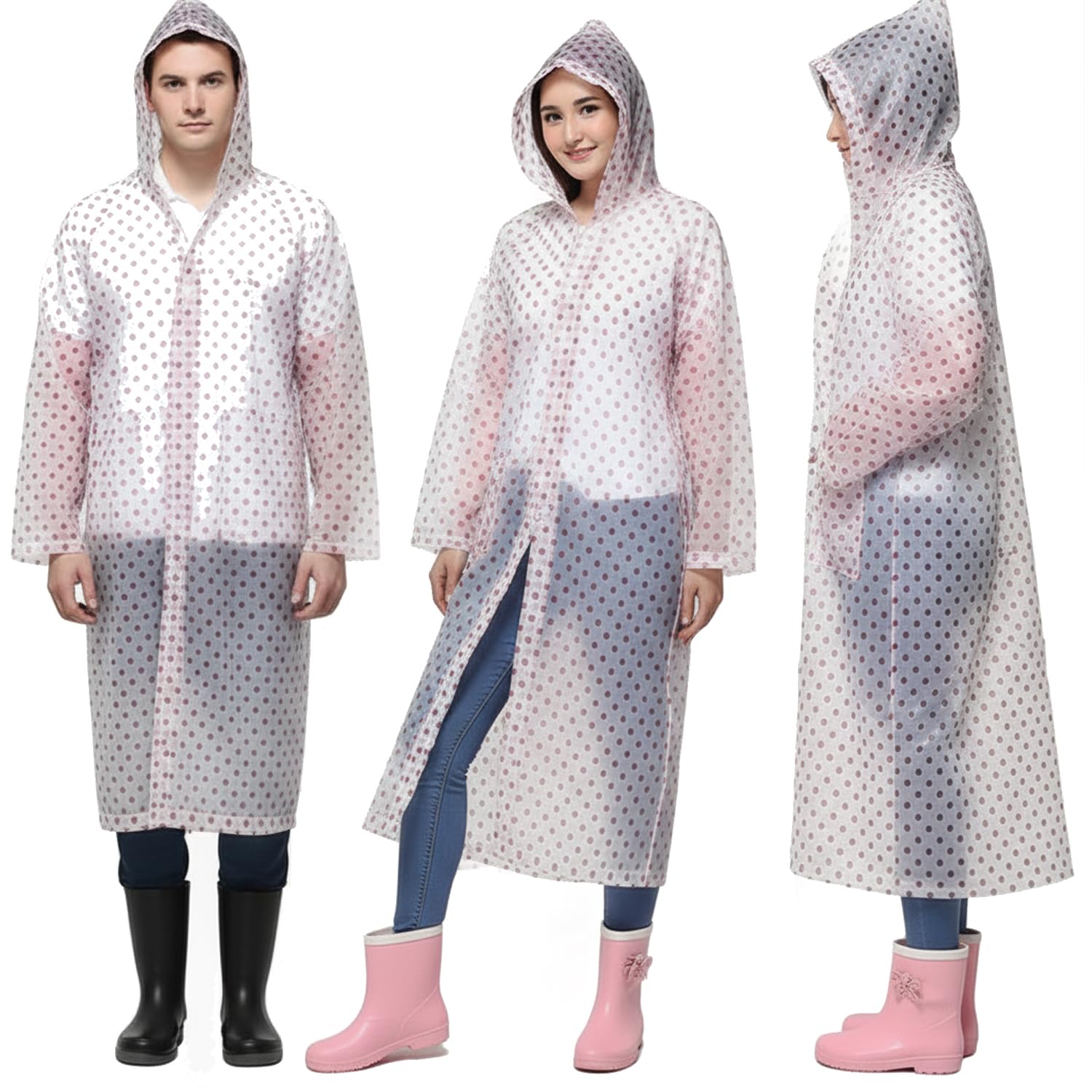 Allextreme EXRS02A Women EVA Transparent Rain Coat Hooded Outdoor Water Resistant Portable Raincoat Suit (Universal Size, Random Colors)