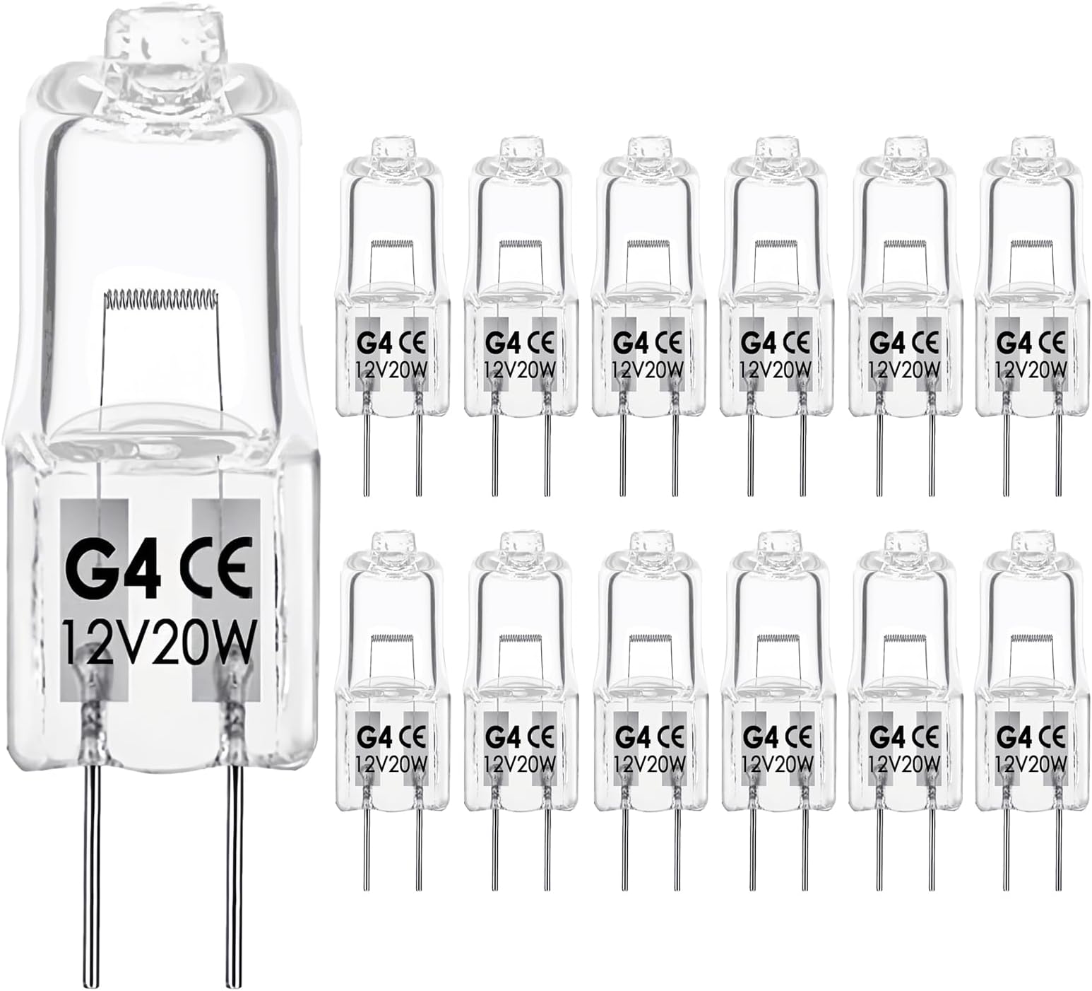 Snnalosses G4 Bulb,12V 20W Halogen Light Bulbs 2 Pin,G4 Light Bulbs for Under Cabinet Puck Light,Microwave,Chandeliers, Accent Lights, Track Lighting,Dimmable,Warm White,12Packs