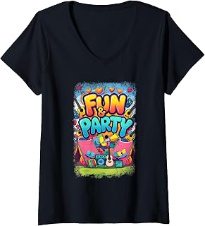 Womens Fun and Party Vibes with Music and Tents Festival Camping V-Neck T-Shirt