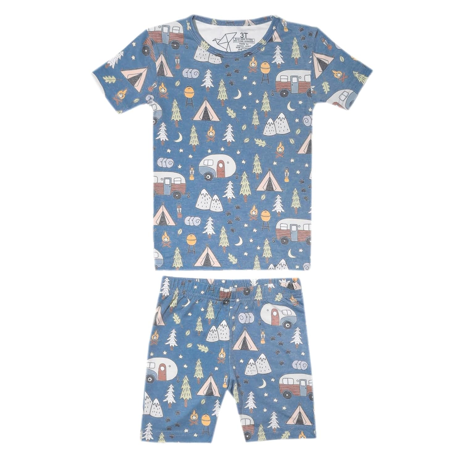 Copper Pearl Two Piece Short Sleeve Toddler Pajamas PJ Sets for Boys and Girls - Adorable Pattern Summer Pajamas Shorts to Keep Cool While Sleeping, Size 12 Months to 5T - Bridger