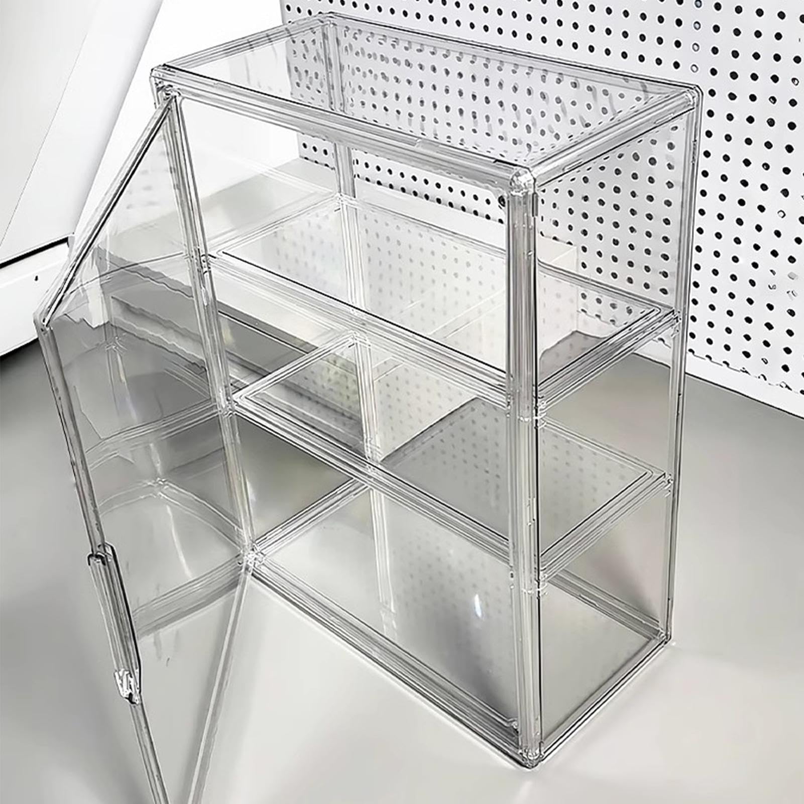 Vetrina Trasparente Teca Acrilica Per Bambole Con Porta Magnetica | Scatola Espositiva Collezionabili Con Ripiano Rimovibile per Casa Ufficio Libri Giocattoli Figure Souvenir