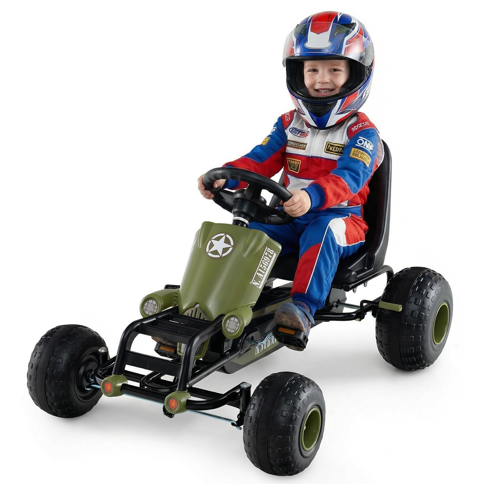 HONEY JOY Pedal Go Kart, 4 Wheeler Toddler Ride On Pedal Car Toy, Forward/Backward, Ergon…