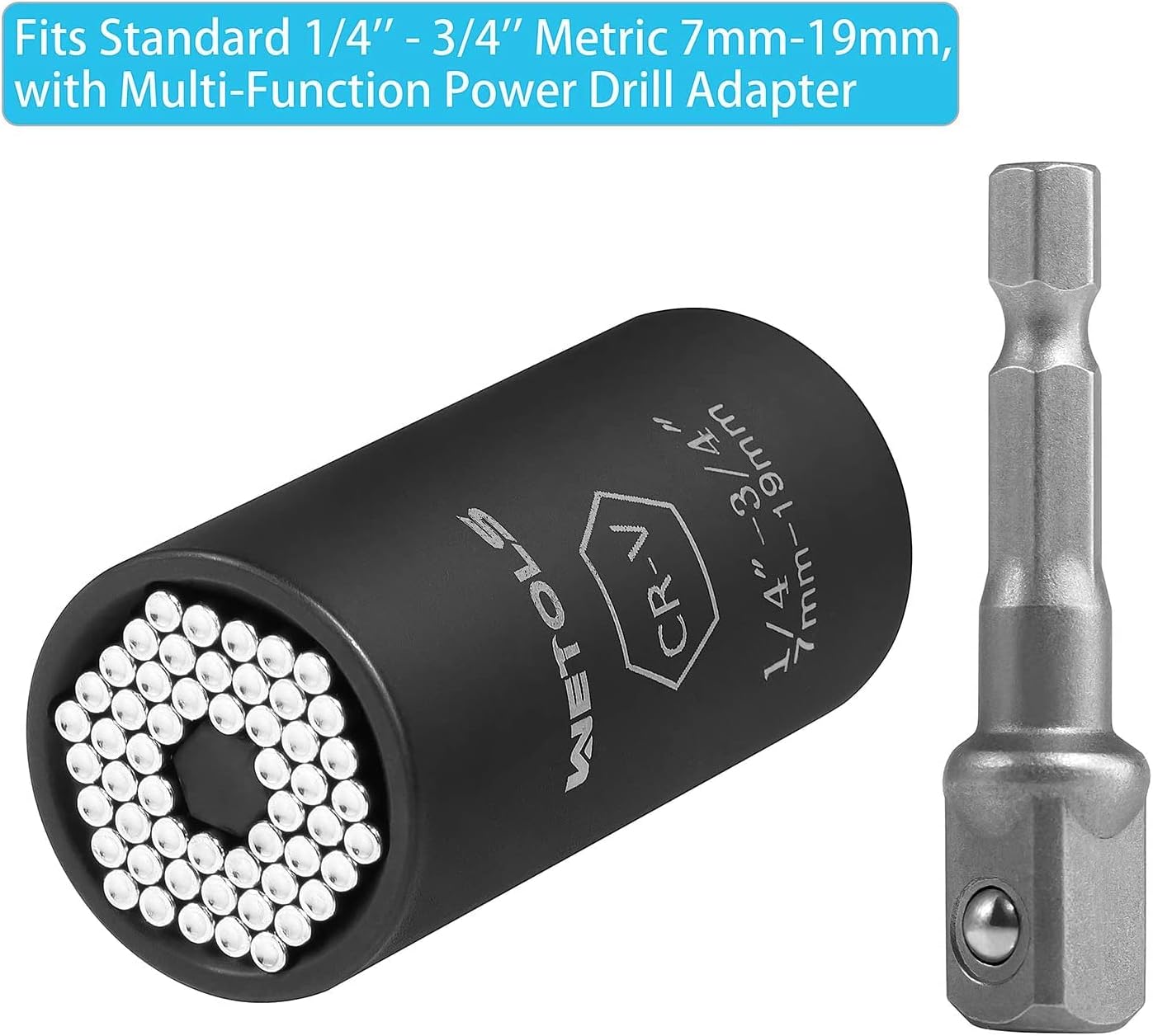 Uр Tо 40% оƒƒ WETOLS Universal Socket, Grip Socket Set Fits Standard 1/4'' - 3/4'' Metric 7mm-19mm, with Multi-Function Power Drill Adapter, Best Gift for Men Father Dad Husband, WE-883