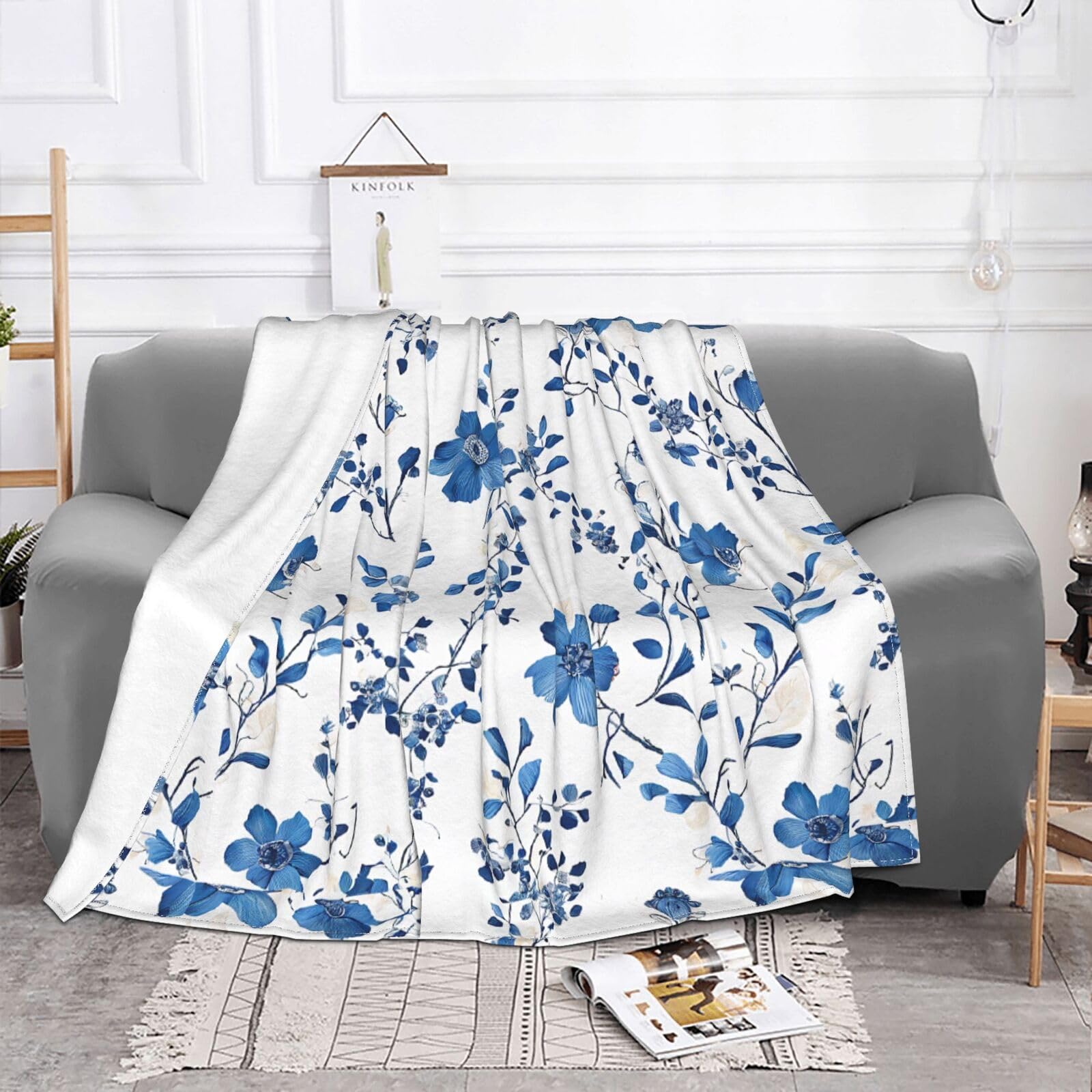 Couverture en flanelle douce plaid floral léger grand lit canapé