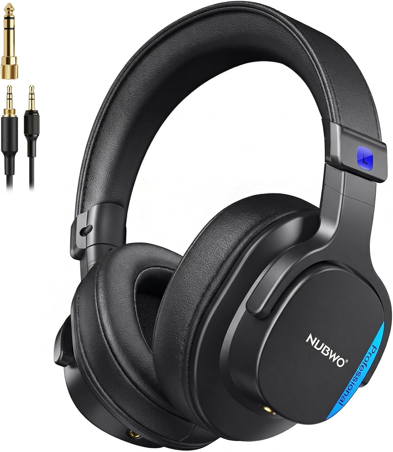 NUBWO Studio Headphones Wired, Hi-Res Over Ear Headphones with 3.5/6.35mm Detachable Jack, 180° Flip Earpads, 45mm Drivers Professional Monitor Headsets for Mixing, DJ, Recording, Guitar, Piano-HD01