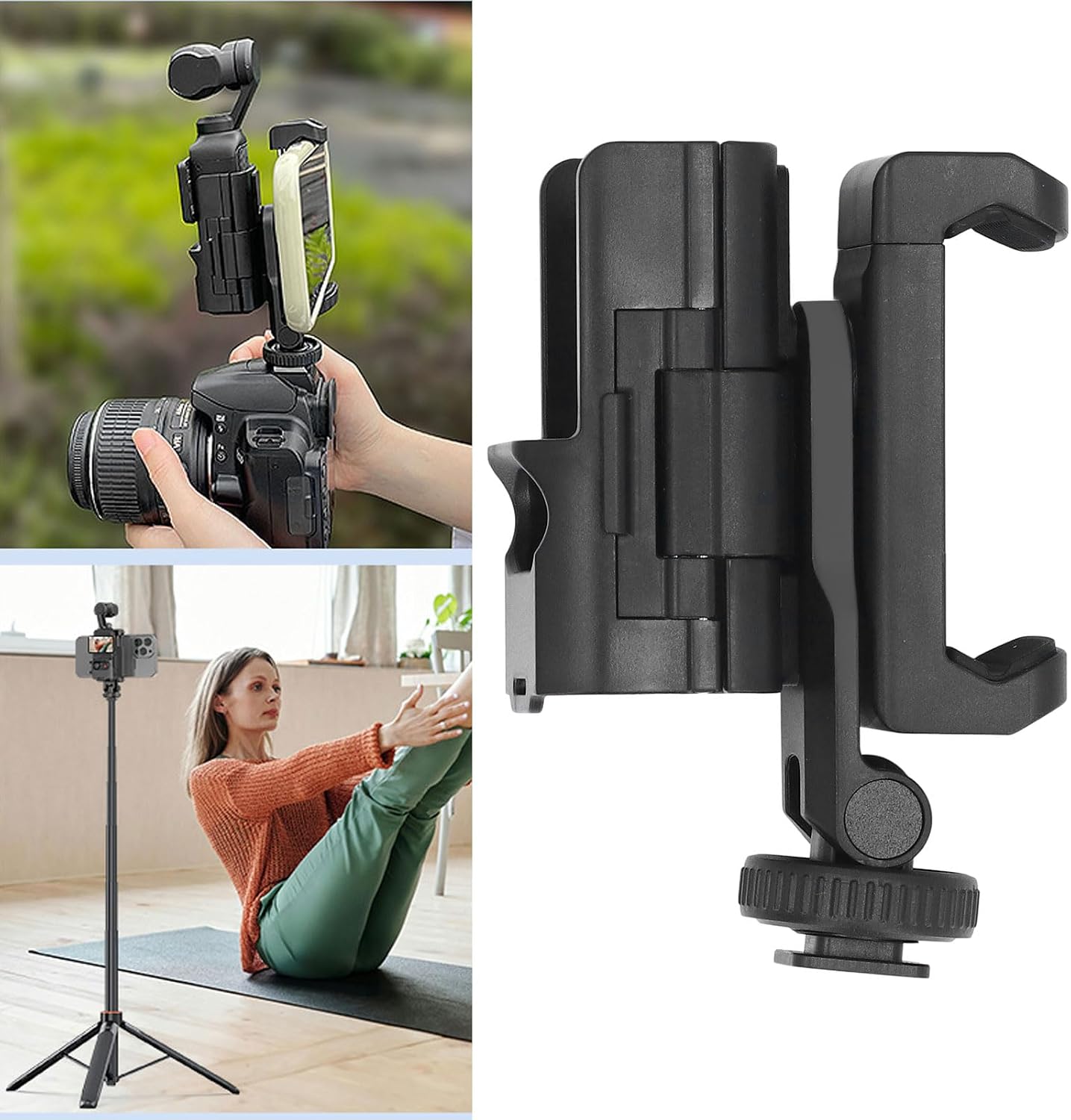 LICAEVEY Camera Expansion Phone Holder for Osmo 3, Portable Teleprompter, Enhanced Connectivity Extension Adapter with 1/4in Thread Cold Shoe Interface