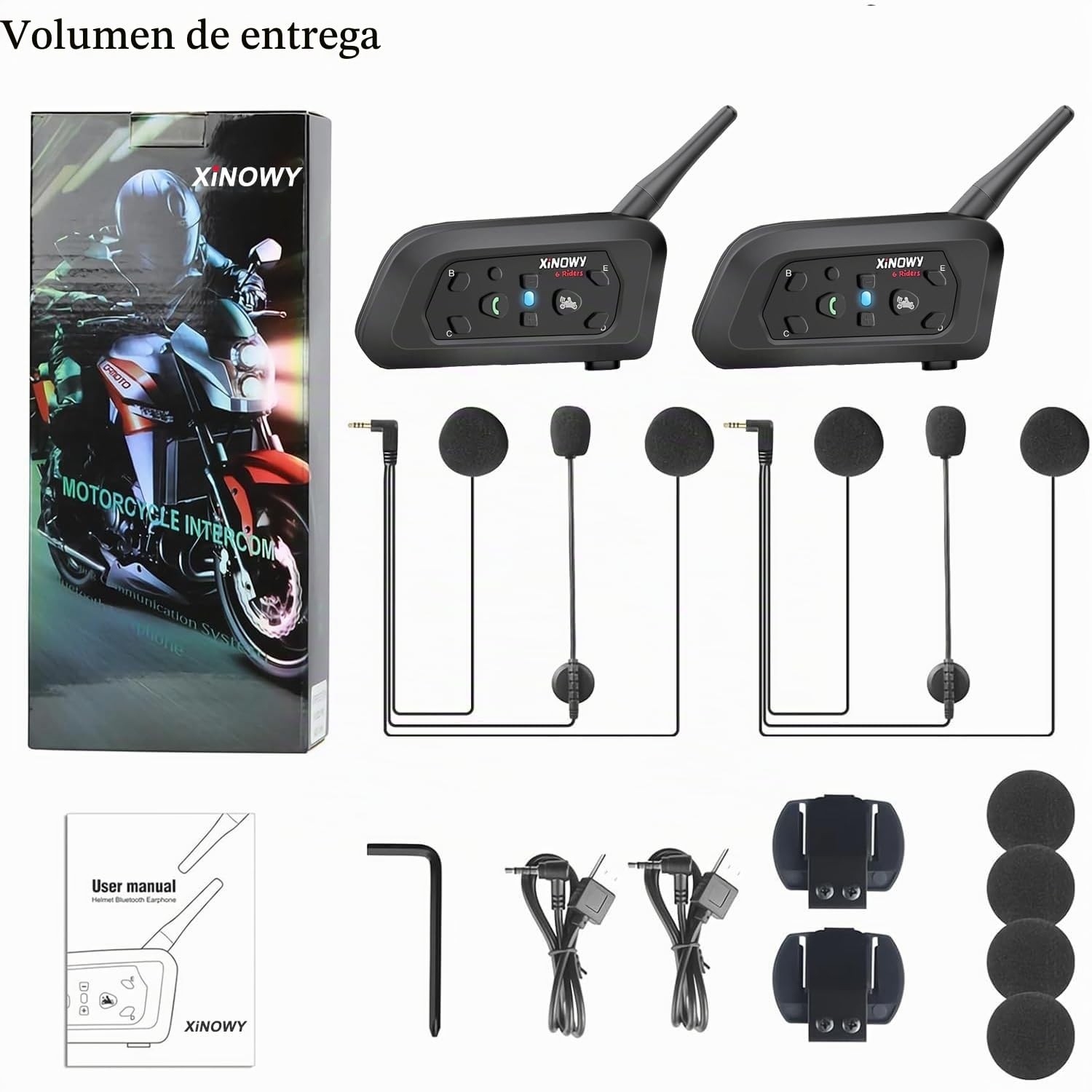 V6 Pro Intercom Moto Auriculares Bluetooth Comunicación Manos Libres para 6 Riders, 1200m, DSP/CVC Reducción de Ruido, Calidad de Sonido HD, IP67 Resistente al agua, Motocicleta/MTB (Pack 2)