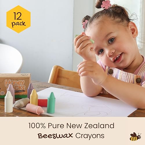 Miniatura 3 de Honeysticks Crayones de cera de abeja 100% pura (paquete de 12)  Colores pastel, no tóxicos, seguros para bebés y niños pequeños, durante 1 año más,