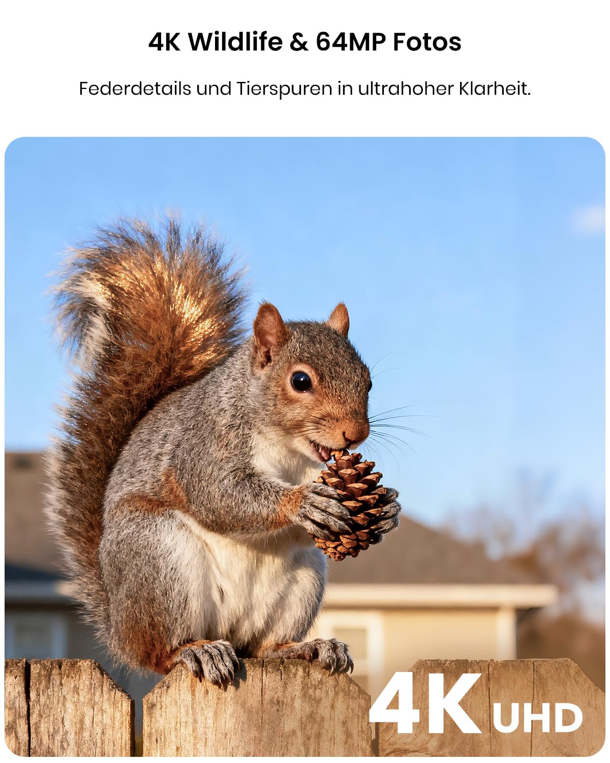 Misstech 4K 64MP UHD Solar Wildkamera mit Handyübertragung App, Klare Nachtsicht, Solar-autark, 0,1s Bewegungsmelder, Ohne ABO, Lokal Gespeichert, Datensicher, IP66 für Garten & Naturschutz